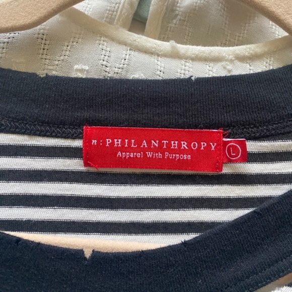 N. Philanthropy Distressed Stripe T-Shirt Dress - Picture 7 of 7